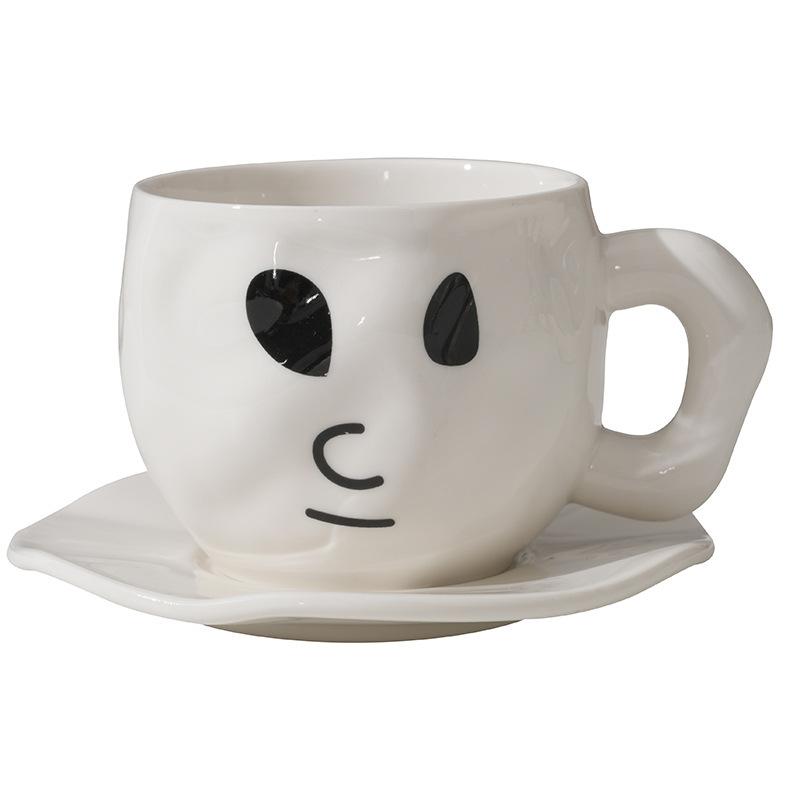 Korean ins style, hand-painted flower handmade ceramic coffee cup, ceramic milk coffee cup and saucer set