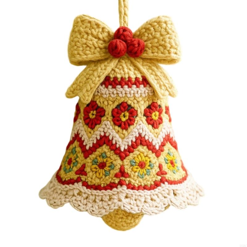 Christmas Bells Ornament Washable Soft Yarn For Car Window Display