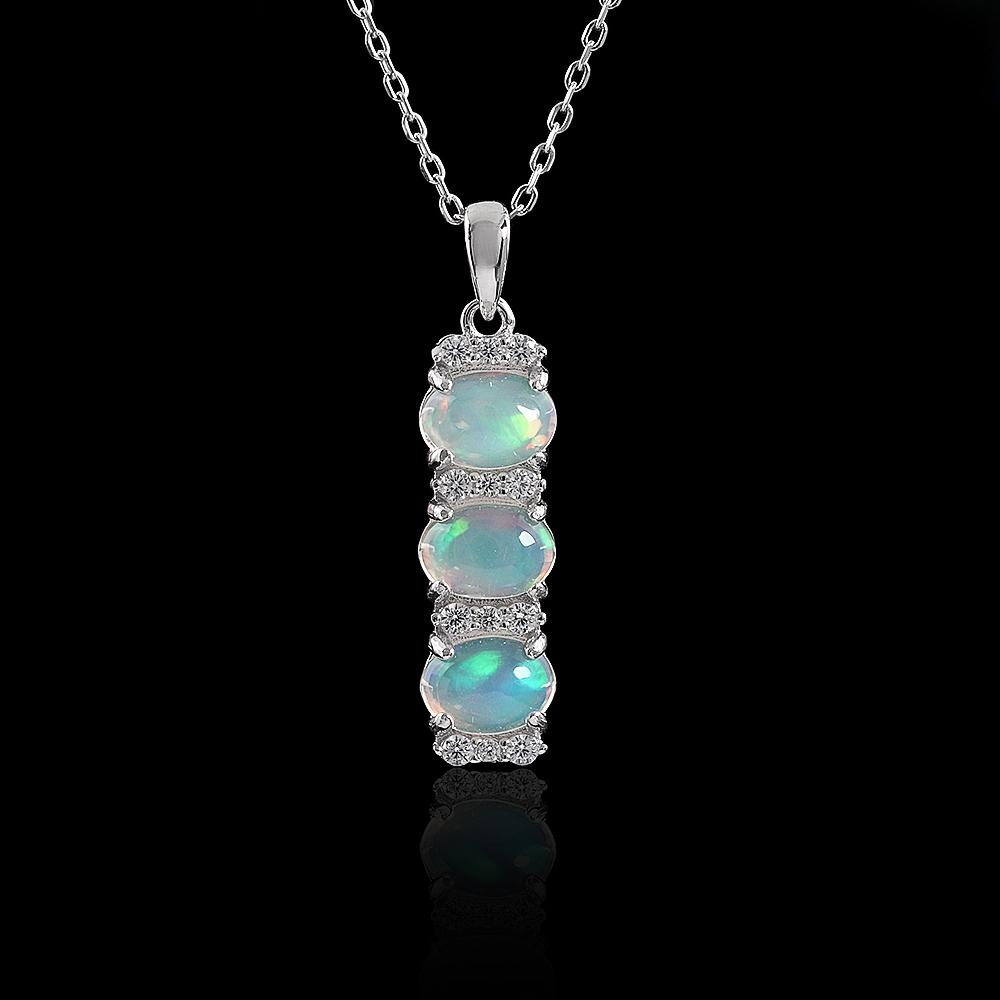 

Beautiful 925 sterling silver October Birthstone Natural opal Pendant necklace fine jewelry anniversary Banquet Festival gift m білий