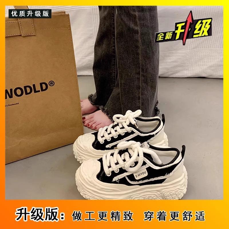 

Тканевые кеды универсальные маффины новый лето 2025 парусиновые тонкая толстая подошва увеличивающие рост белые туфли женские спортивные и повседневные 35