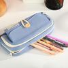 Button-layered Pen Case High Appearance Level Large-capacity Canvas Pencil Case Simple Stationery Bag