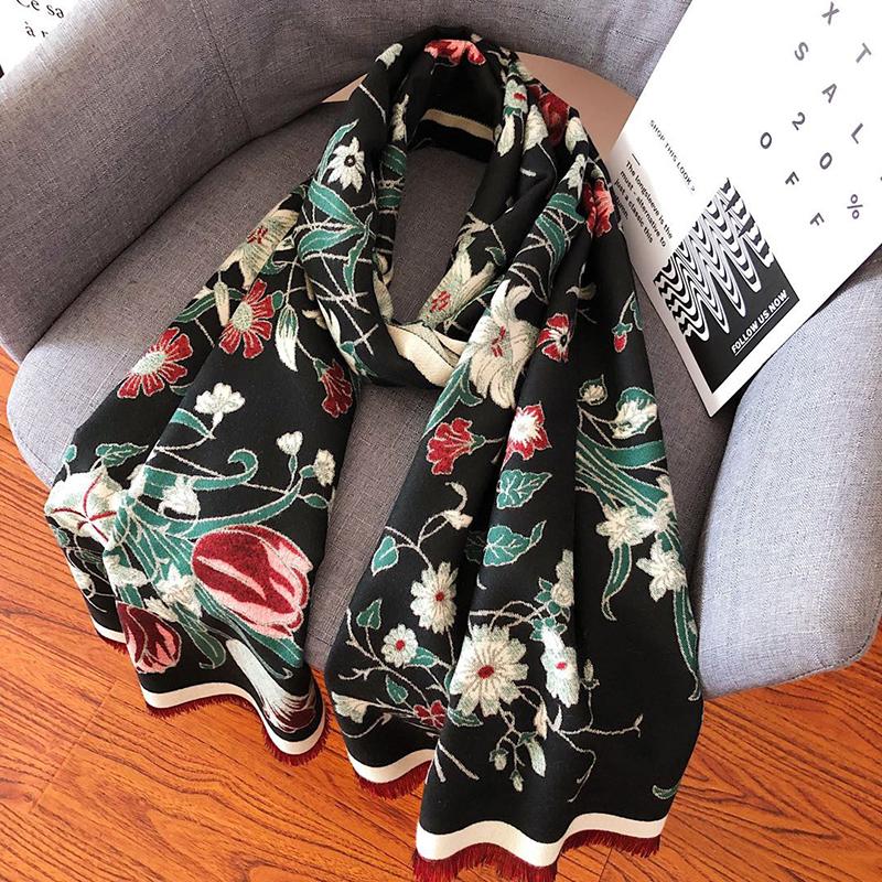 

Зимний женский шарф, роскошный дизайн, двухсторонний шарф из кашемира, теплый шарф, шаль