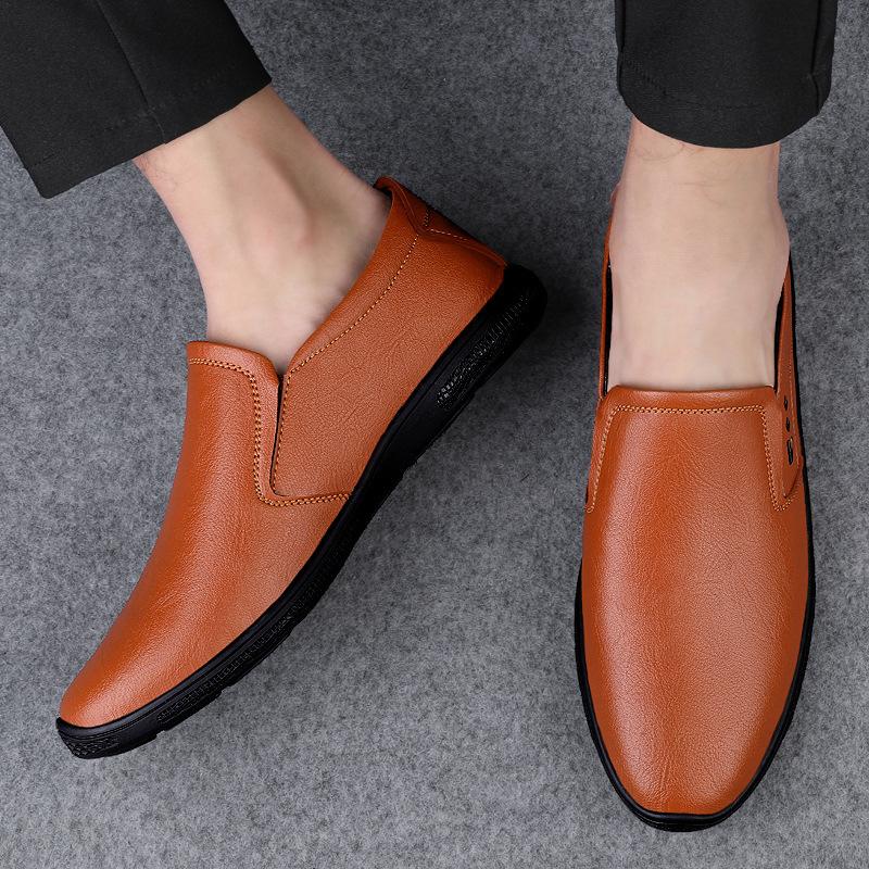 Leather shoes men's summer trend new small leather shoes round head dad shoes breathable men's shoes business casual shoes men's