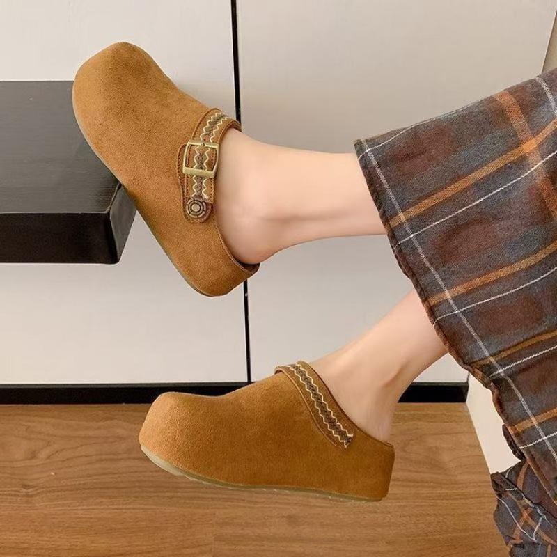 

Новые Бокен обувь на толстой подошве для миниатюрных женщин, увеличивающая рост, с откидным верхом и универсальная женская обувь 40 верблюд