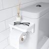 ABS Plastic Toilet Paper Holder for Bathroom/Magnetic and Shelf-Adhesive Tissue Paper Roll Holder Stand for Toilet - Pack of 1 (White)