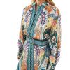 Early Spring Elegant Retro Stand-up Collar Lantern Sleeve Pleated Print Lantern Sleeve Shirt Dress
