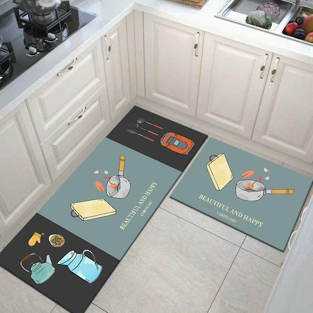 Washable Kitchen Floor Mat Parlor Carpet Bedroom Long Rug Bathroom Entrance Doormat Toilet Anti -Slip Anti -Fatigue Absorbent Mats 