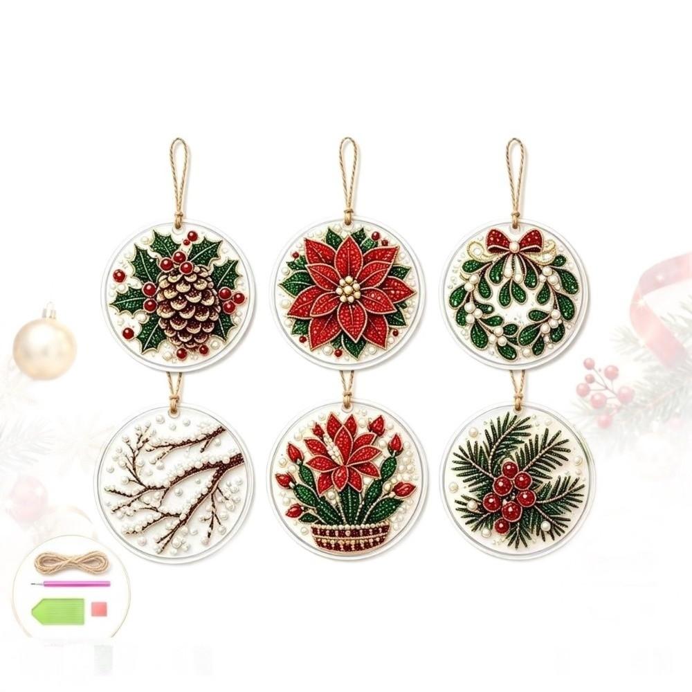 6pcs Deer Tree Christmas DIY Hanging Ornaments Santa Claus Christmas Craft Decoration Festival