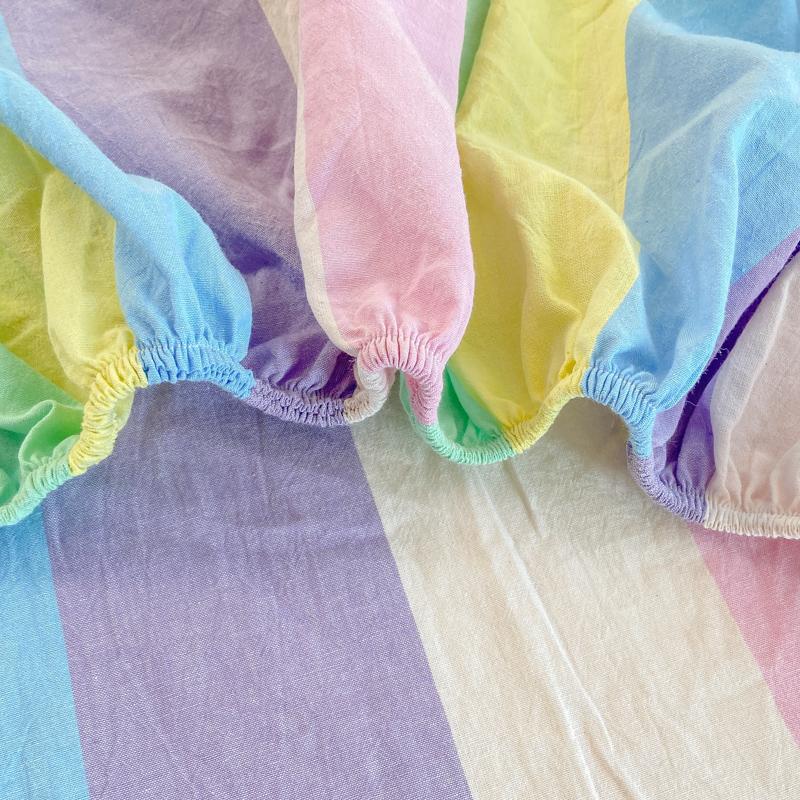 100% Cotton Single Product Bed Hat Yarn-dyed Wash Series Bedspread Mattress Cover 360 Degree Wrap with Elastic Sheet Protector