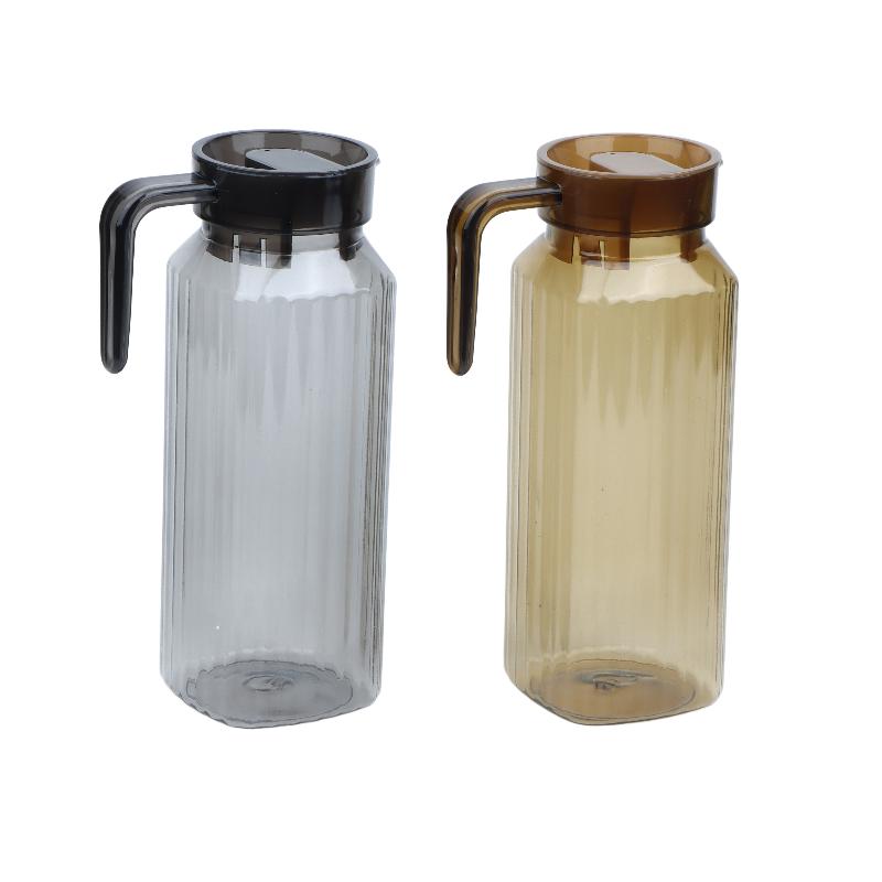 1.1L Large Capacity Ribbed Pitcher With Lid And Handle Transparent Water Jug Drink Storage Pot For Home And Office Use