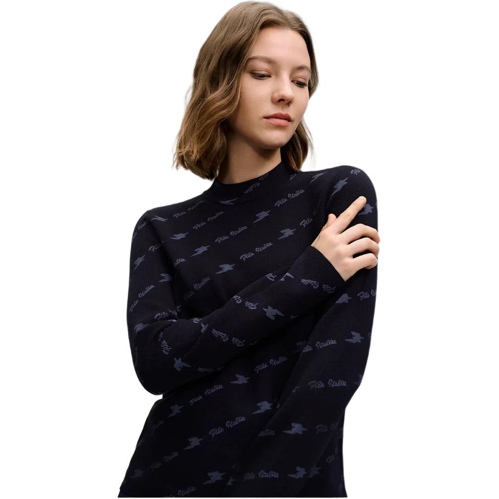 Fila Smaragd Mode Bequemer Pullover Langarm Strickpullover Damenpullover Legendär-Blau F11W514405F-NV