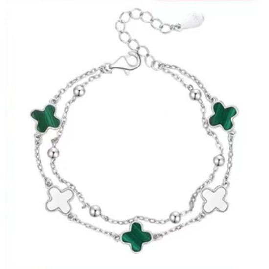 

Браслет из малахита Четырехлистный клевер Пятицветок Женский Нишевый дизайн Высококлассный Универсальный Агат Подарок Украшение для девушки