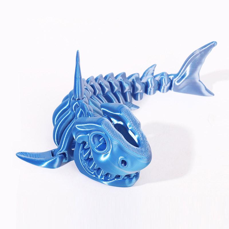 3D Printed Shark Model Solid Color Movable Doll Multi-jointed Articulated Animal Figurine Desktop Decoration Decompression Toy