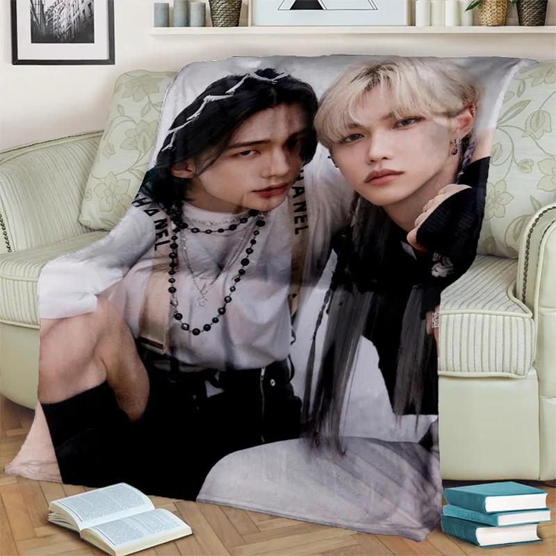 3D Kpop Stray Kids Korea Singer Blanket,Soft Throw Blanket for Home Bedroom Bed Sofa Picnic Travel Office Rest Cover Blanket Kid