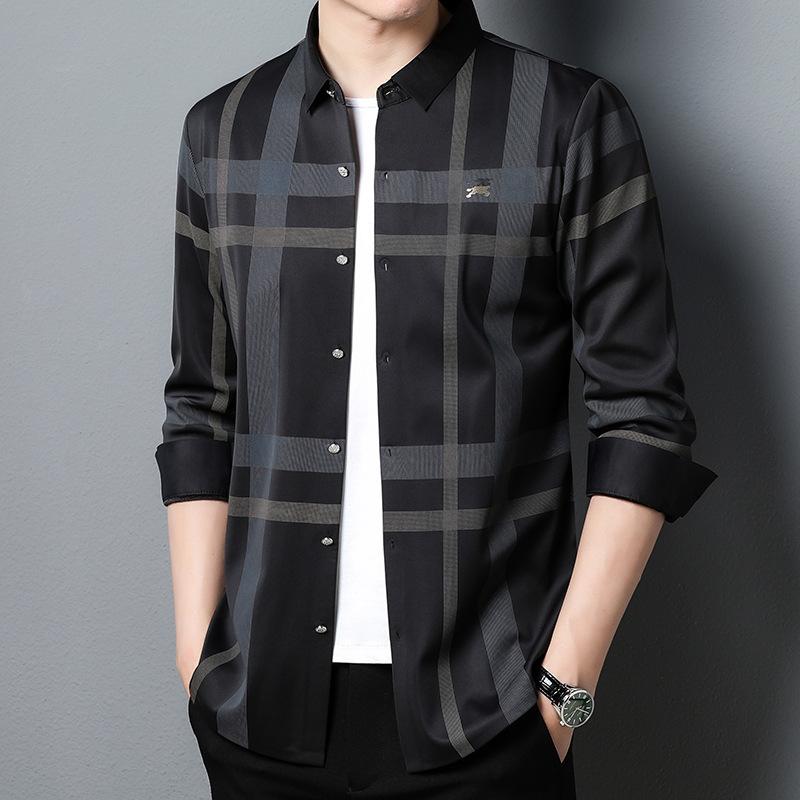 Весна и осень новая мужская рубашка с длинными рукавами корейский стиль свободный — фото 6