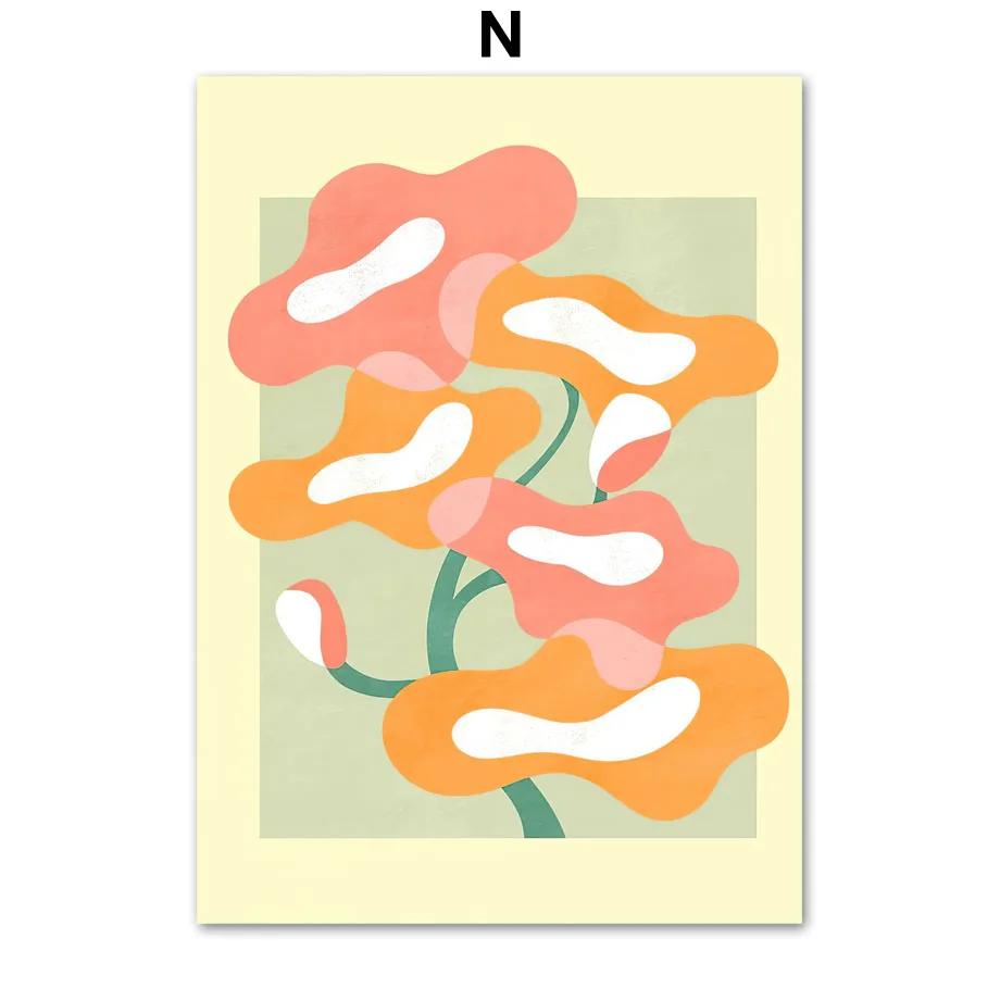 Scandinavian Style Boho Abstract Wall Art Prints, Abstract Poster, Coral Leaves Flower Gallery, Aesthetic Room Decor, Modern Fas