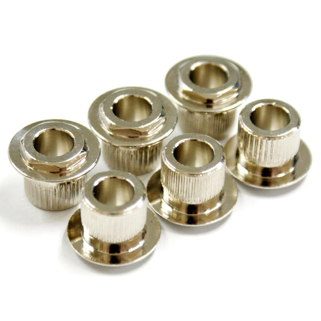 Set of 6 HTK-Bush for SD (Nickel) Conversion Bushings for 6.35mm Shafts and 10mm Tuner Holes (Bushing Inner Diameter 6.4mm, Outer Diameter 10.3mm)