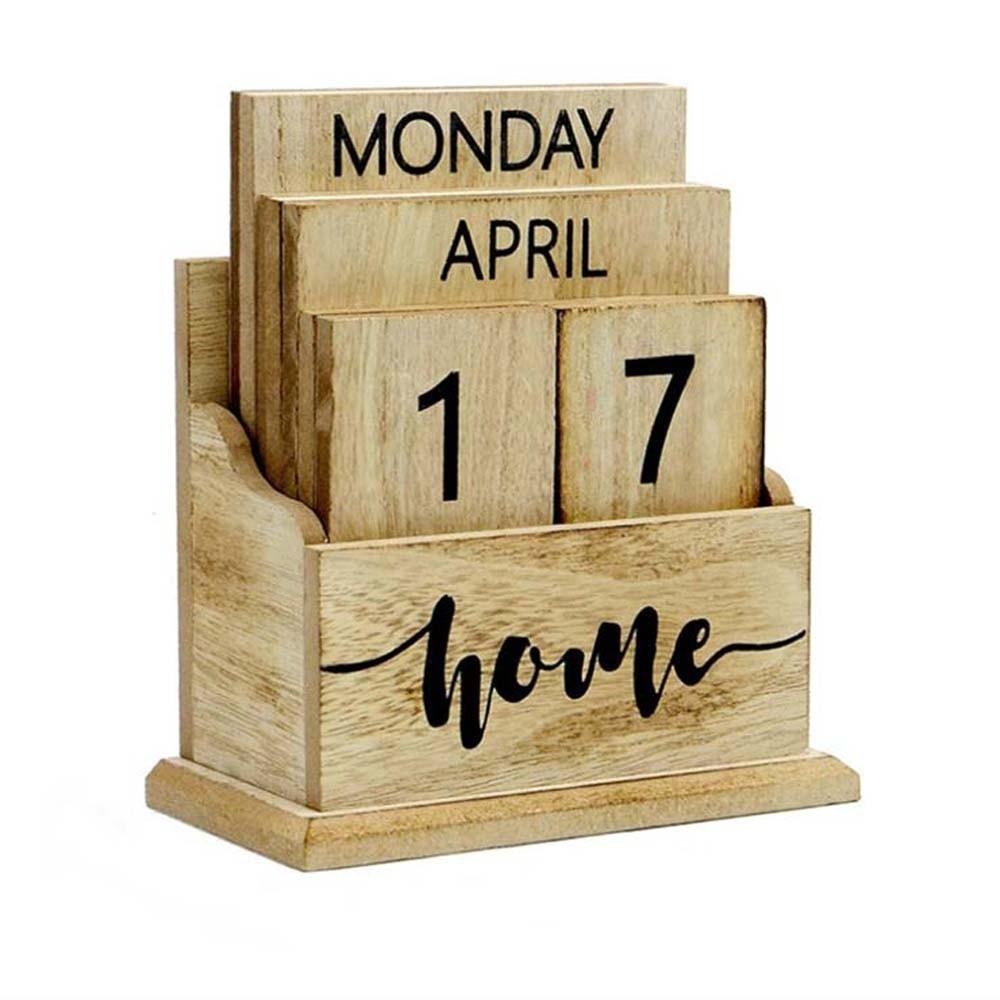 Cactus Wooden Perpetual Calendar Pineapple Date Display Ornament Desk Calendar Ornament  Study
