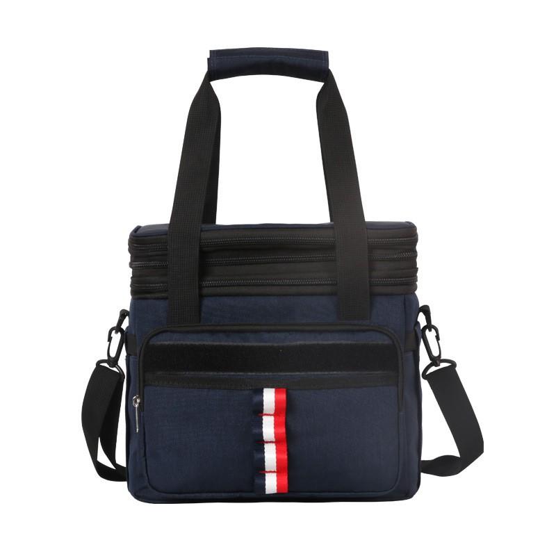20L Insulated Lunch Bag With Double Ice Packs Expandable Capacity Portable Picnic Cooler Tote Modern Oxford Fabric