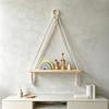 Wooden Wall Hanging Shelf With Cotton Rope Tassel Boho Decor Living Room Bedroom Storage Display