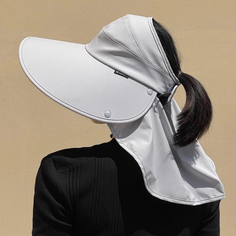 Hat Women's UV Protection Empty Top Hat Outdoor Large Brim Bucket Hat Face Protection Neck Protection Sun Hat Summer