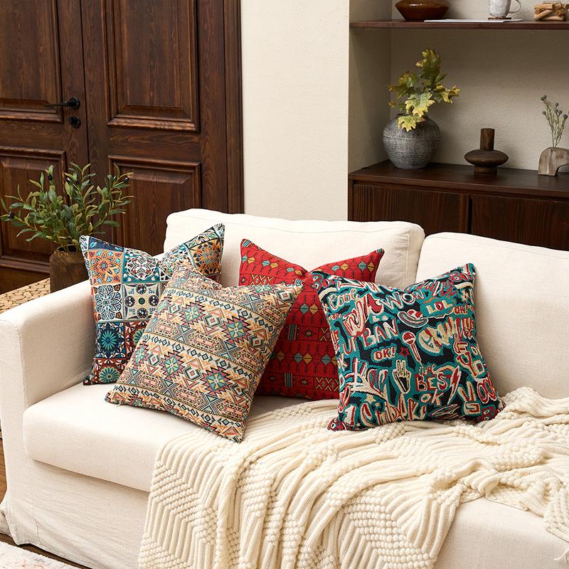 Soft Retro Floral Jacquard Cushion Cover - Without Pillow Insert