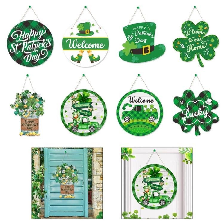 Bright Colored Luck Leaves Porch Sign Welcome Door Sign Perfect for Patrick's Day Event Seasonal Decoration