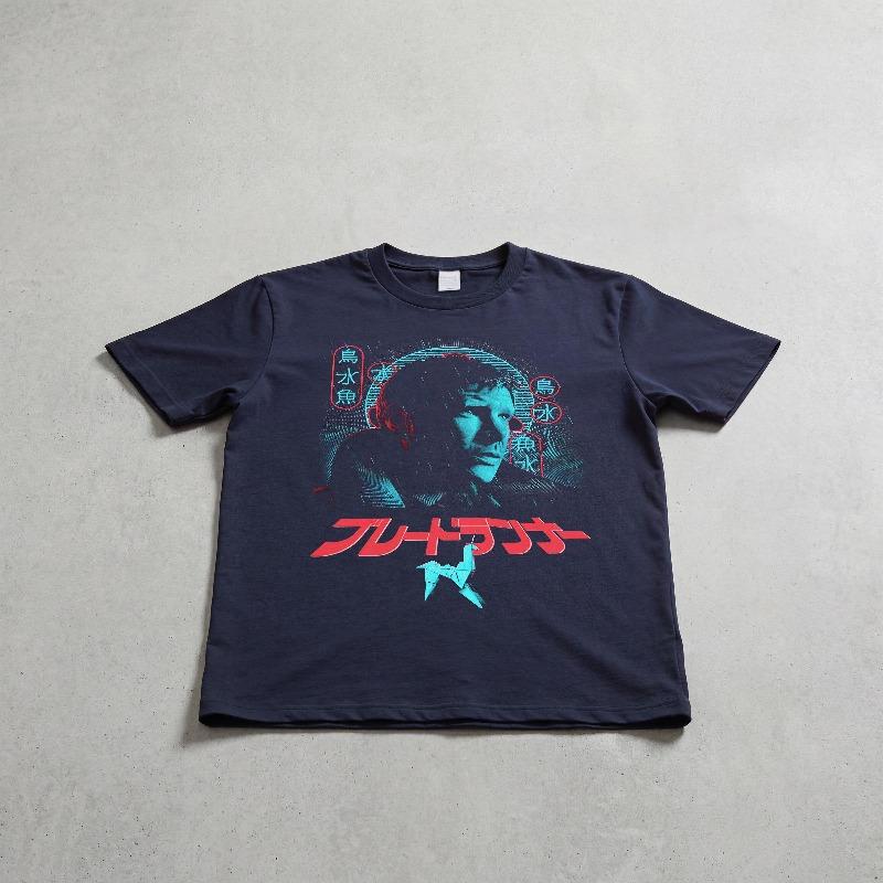 Maglietta Grafica Vintage Blade Runner Retro Giapponese Bootleg Unisex Magliette Retro in Cotone a Maniche Corte Uomo Donna Vintage Film Sci-Fi Casual Streetwear Top