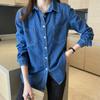 Hong Kong Style Blue Denim Shirt Jacket Women's Spring and Autumn 1116 New Casual Loose Top Long Sleeve Shirt Thin