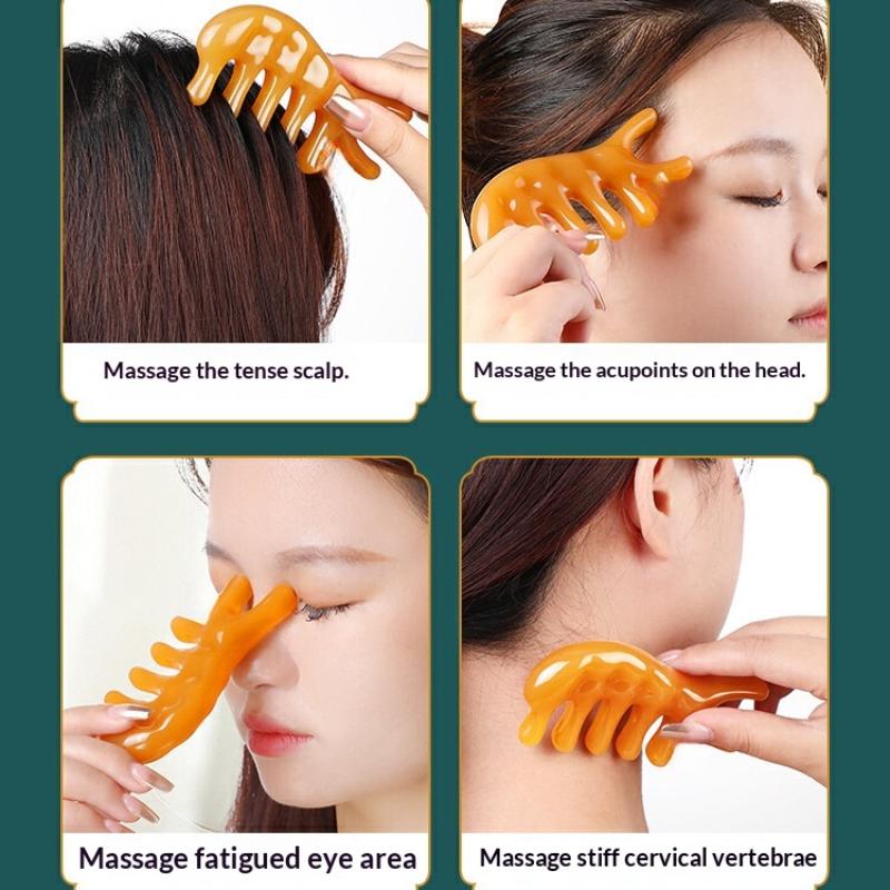 Resin Massage Scalp Comb Hair Brush Massage Comb Scalp Meridian Comb For Stress Relief