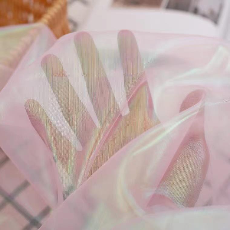 High-Density Iridescent Seven-Color Organza Fabric for Wedding and Stage Costumes