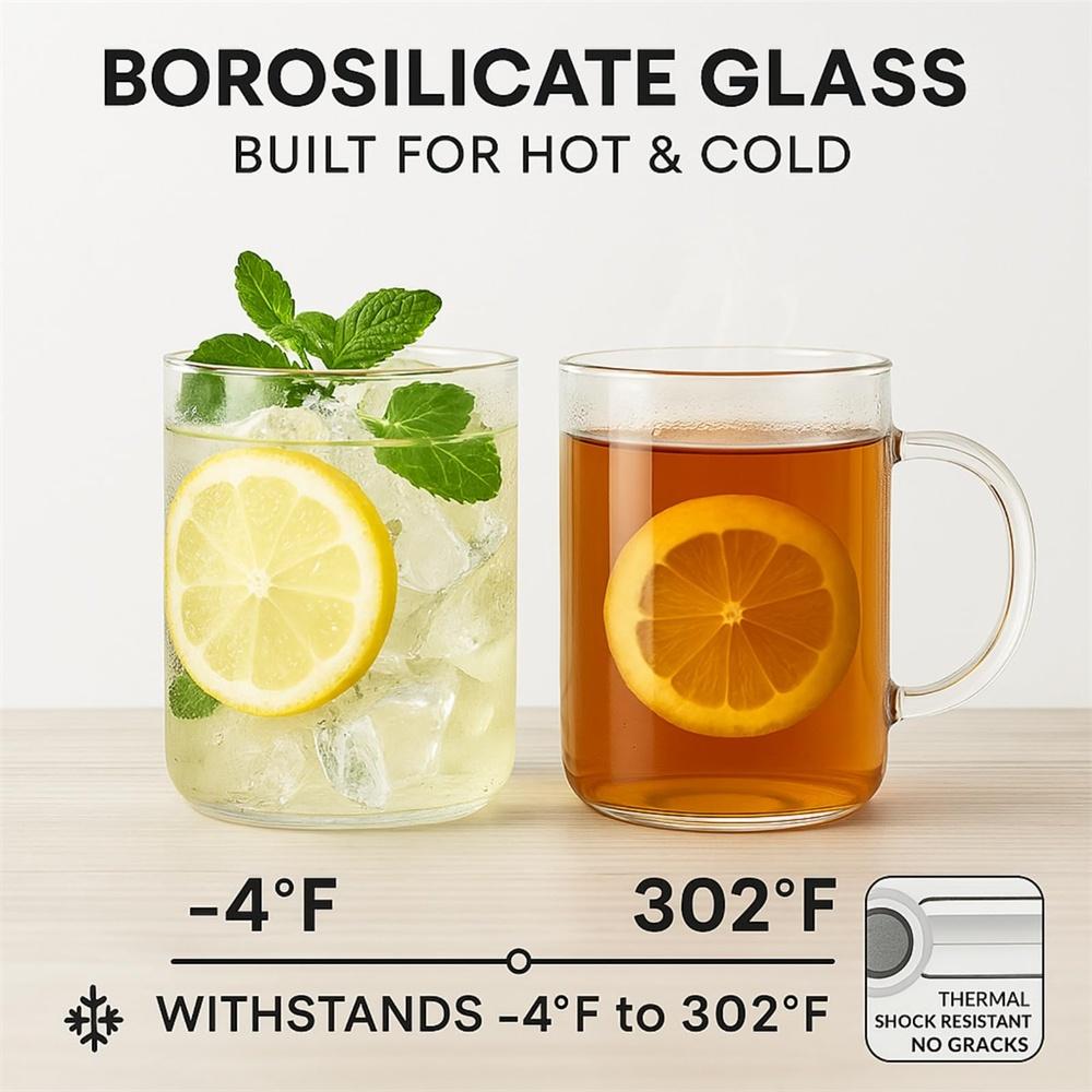 1pc Large Glass Cups with Lids and Straws 1000ML Reusable Iced Coffee Tumbler for Hot & Cold Drinks Smoothies, Tea, Juice