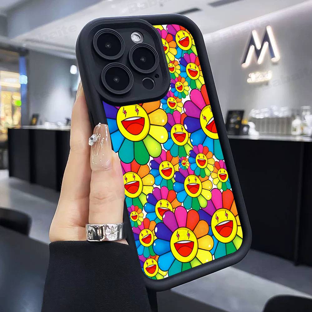 

Japanese Artisti M-murakami T-takash Art Colorful Phone Case For iPhone 17 16 15 14 13 12 11 Pro Max 16E Plus INS Soft Cover iPhone 13pro max
