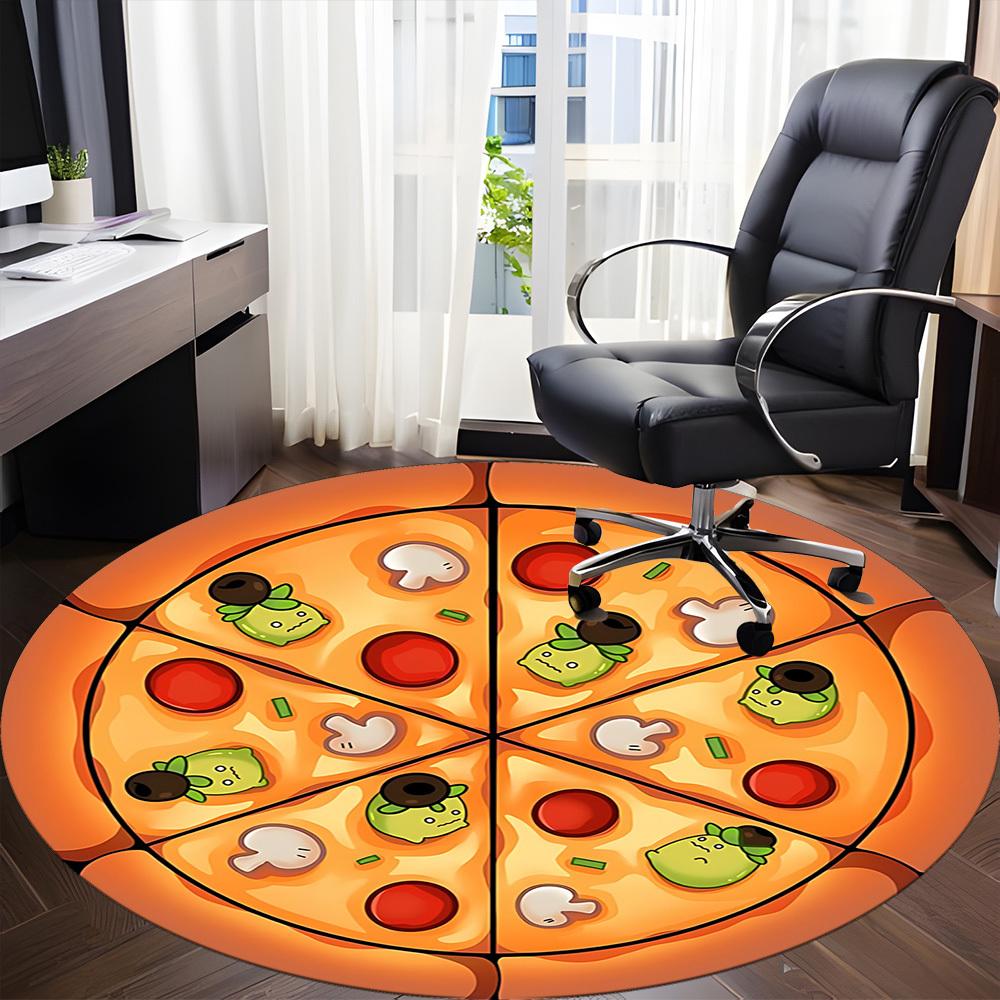 1pc Pizza Slice Office Round Area Rug, Under Office Chairs Bedroom Living Room Home Decor, Room Deco, Available in Various Sizes