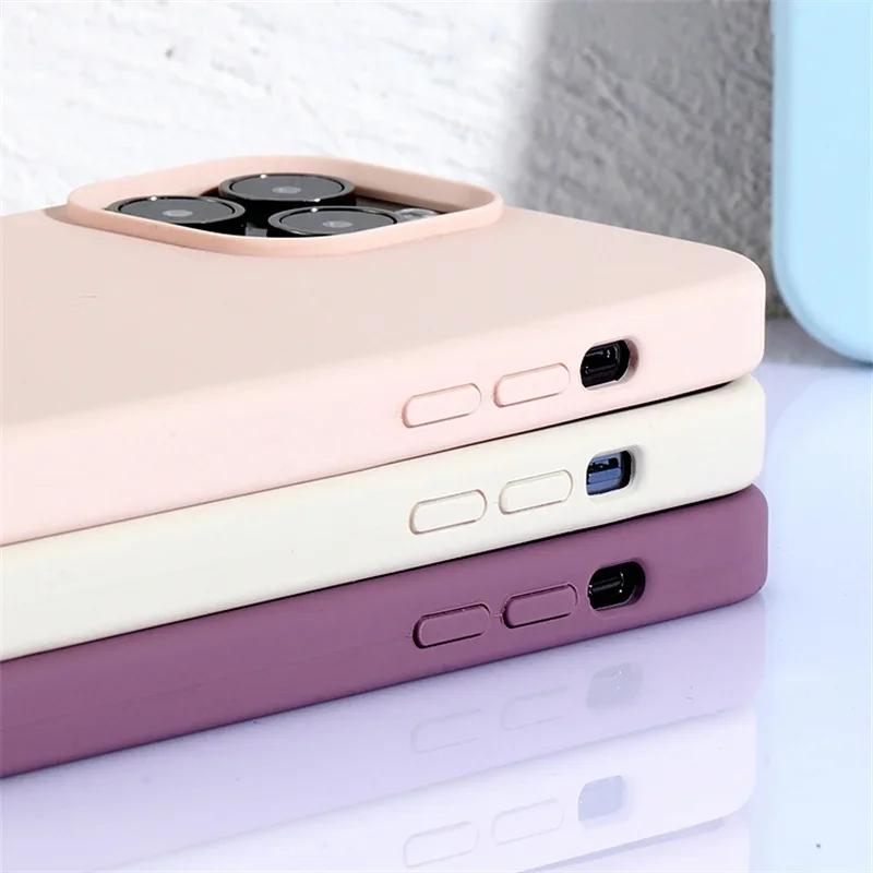Luxury Liquid Silicone Case for Apple iPhone 15 Pro Max Candy Color Full Protective Cover for iPhone 14 13 12 11 ProMax 15 Plus