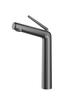 Matte Gunmetal Grey L-Shaped Tall Vessel Sink Faucet Single Slant Lever Solid Brass Modern Minimalist Bathroom Basin Mixer Tap