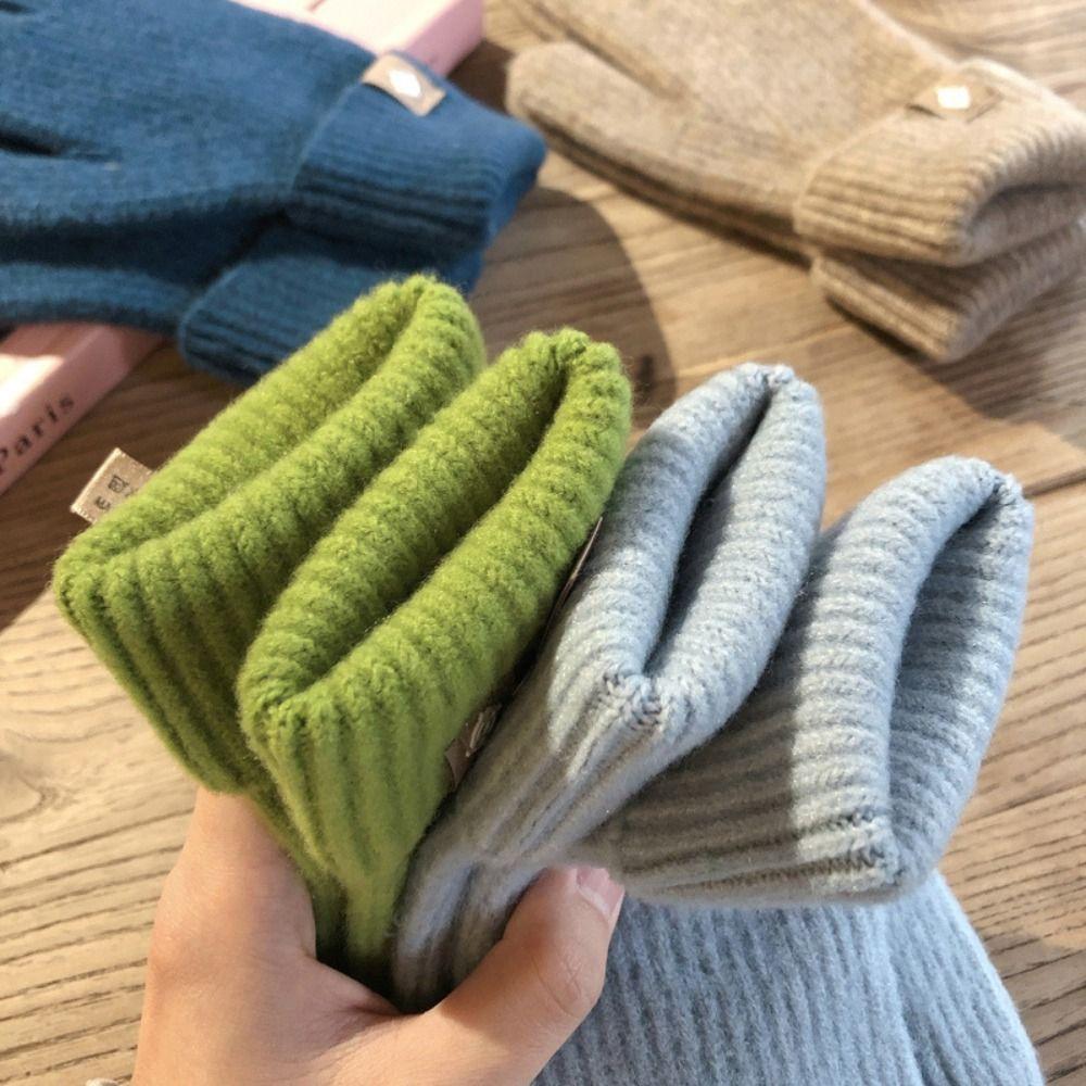 1 pair Wool Knitting Knitting Gloves Five Finger Cycling Driving Gloves Full Finger Mittens  Winter
