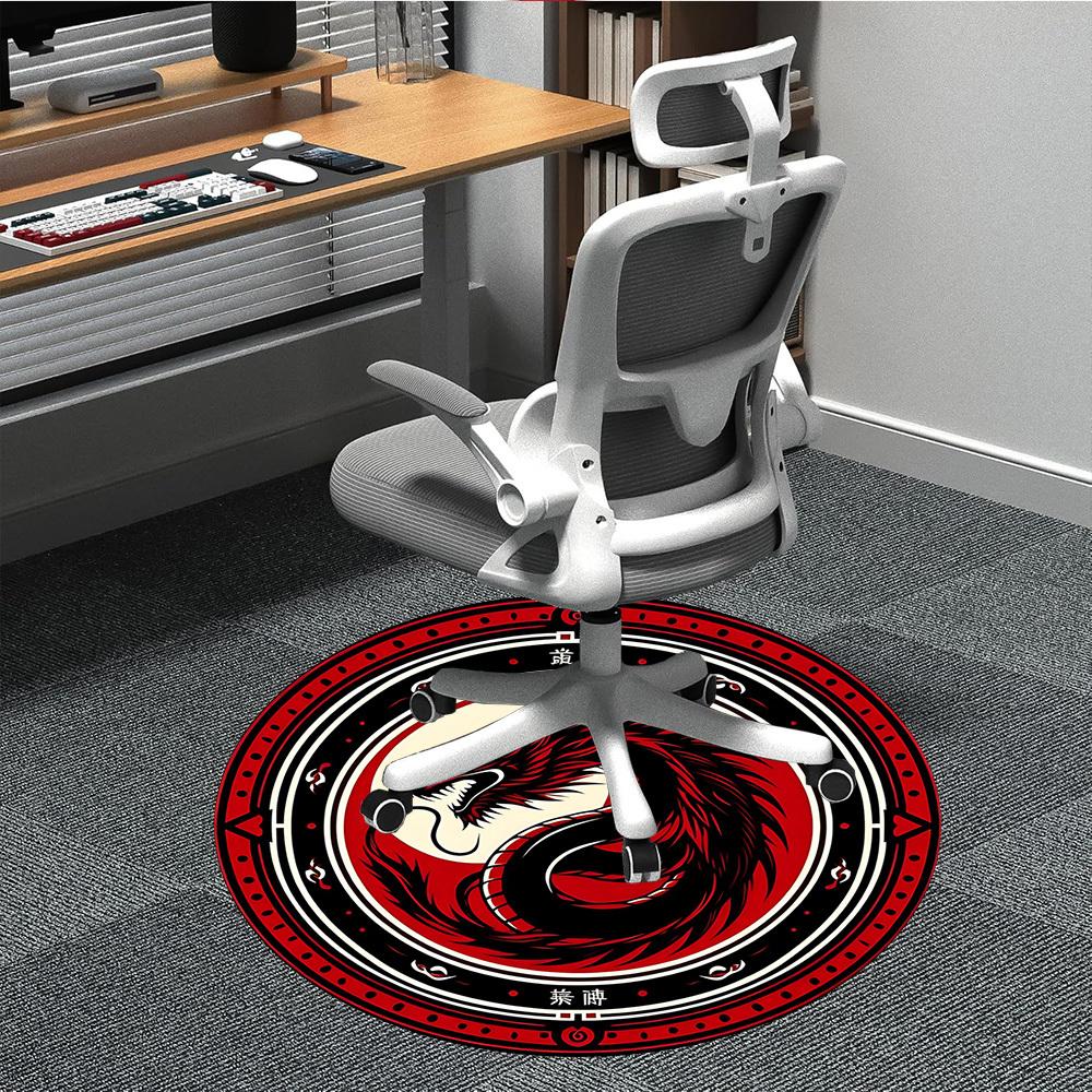 1 szt. Okrągły dywanik biurowy ze smokiem YinYang, pod krzesła biurowe, do sypialni, salonu, wystrój domu, dekoracja pokoju, dostępny w różnych rozmiarach