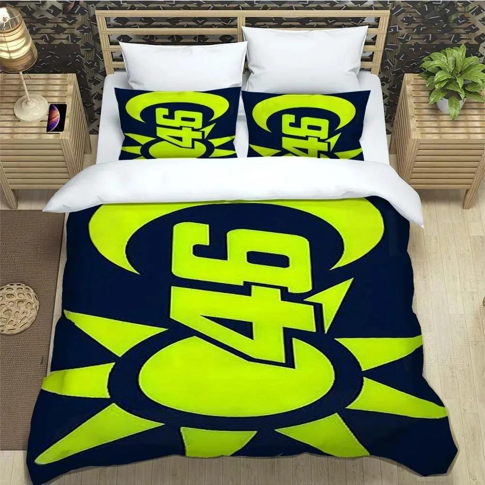 3D-gedrucktes Motorrad-Flotten-VR-46 Bettbezug Kissenbezug Bettwäsche-Set Einzelbett Doppelbett King für Kinder Erwachsene Schlafzimmer