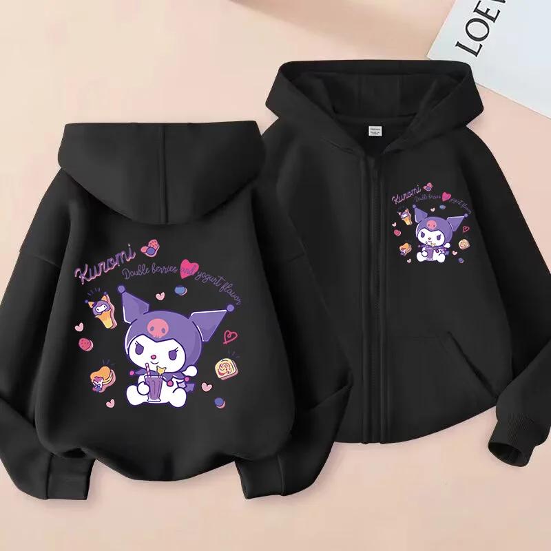 Zip Up Hoodie Kawaii Kids Streetwear Kuromi Children's Hoodie Zipper Children Sweatshirt Manga Clothes Kid Girl Boy Top Hoody