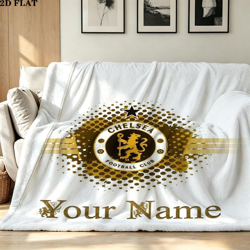 1PC Chelsea F Custom Name Patterned Flannel Blanket Suitable For All Seasons for Home Decor Warmth and Comfort Gifts Holiday Present