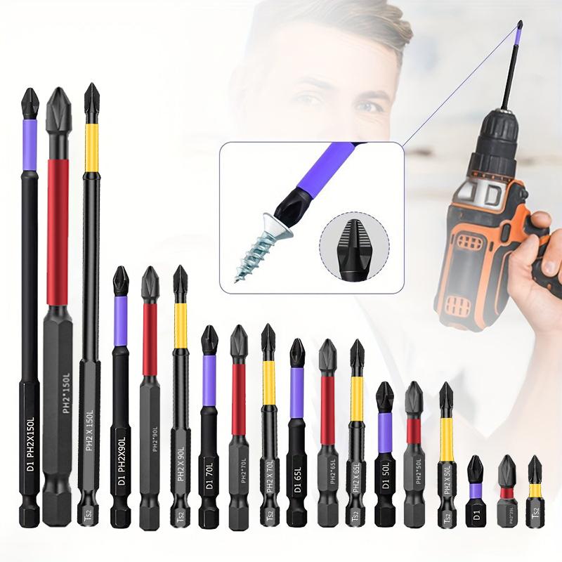 5/6Pcs Ph2 Anti-Slip Screwdriver Bit Set High Magnetic Screwdriver Bit Electric Drill Screwdriver Bit Anti-Slip 25Mm-150Mm
