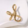 Finger Ring Open Adjustable Fit Women Ring Stainless Steel Texture Exaggerated Unconventional Lines Design Finger Band Jewelry Gift