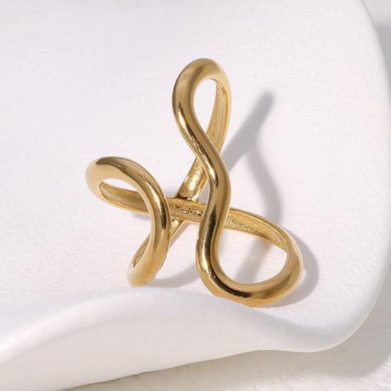 Finger Ring Open Adjustable Fit Women Ring Stainless Steel Texture Exaggerated Unconventional Lines Design Finger Band Jewelry Gift