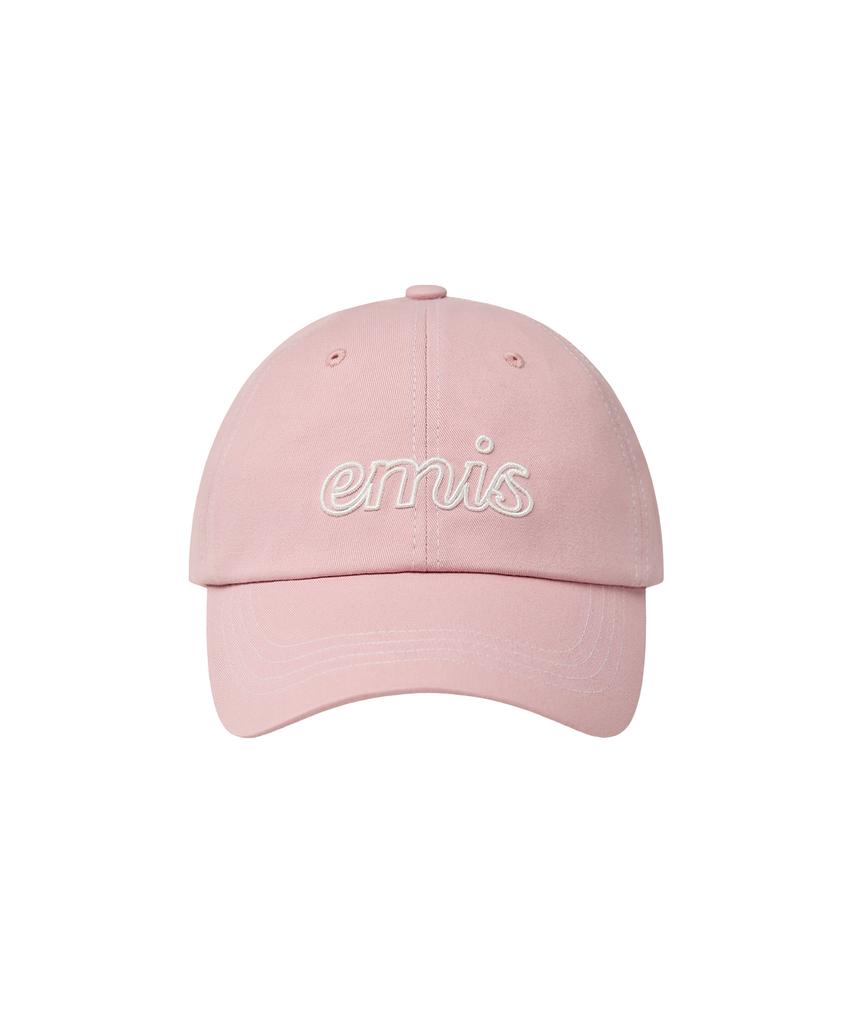 Imiseu Lettering Logo White Stitch Ball Cap-Pink