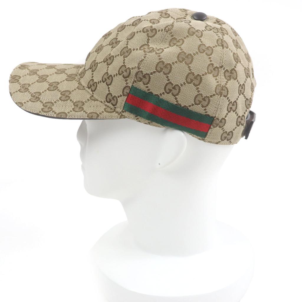 Excellent GUCCI Cap GG Canvas Web Line Baseball Beige Polyester Mens 200035 Used