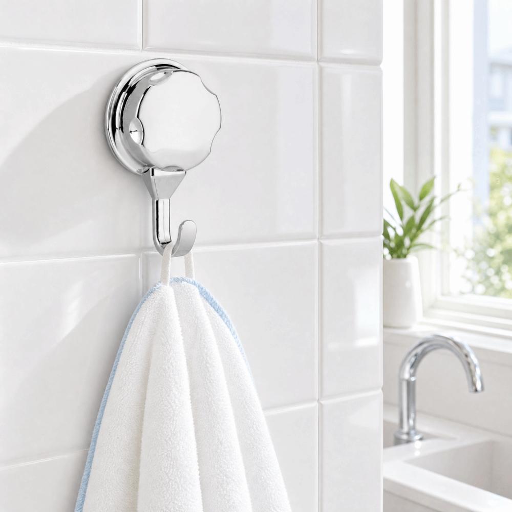 3 PCS Silver Suction Cup Hook Durable Robe Hook Convenient Towel Hook Flat Smooth Surface