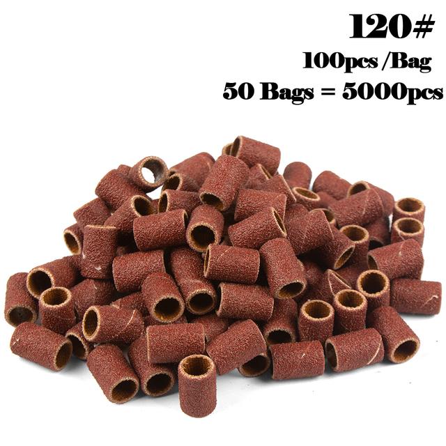5000pcs Nail Art Sanding Bands 80# 120# 180# 240 Grinder Band for Manicure Drill Machine Removing Gel Varnish Pedicure