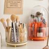 360 Rotating Makeup Brush Holder With Lid for Vanity Makeup Organizer Cosmetics Lipstick Storage Box Tools Cotton Swab Container