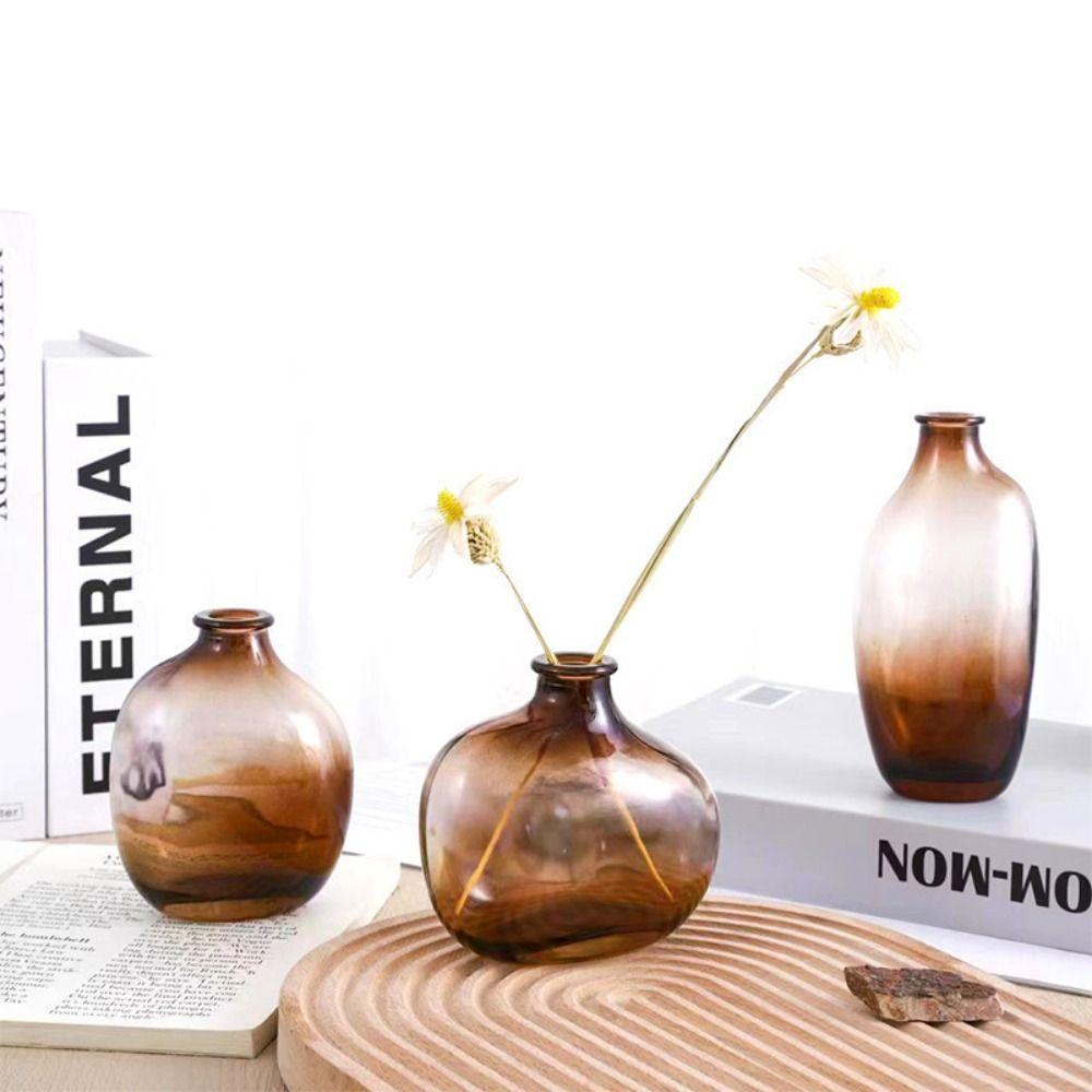 Gradient Color Hydroponic Vase Retro Flower Arranger Fashion Vase Ornaments